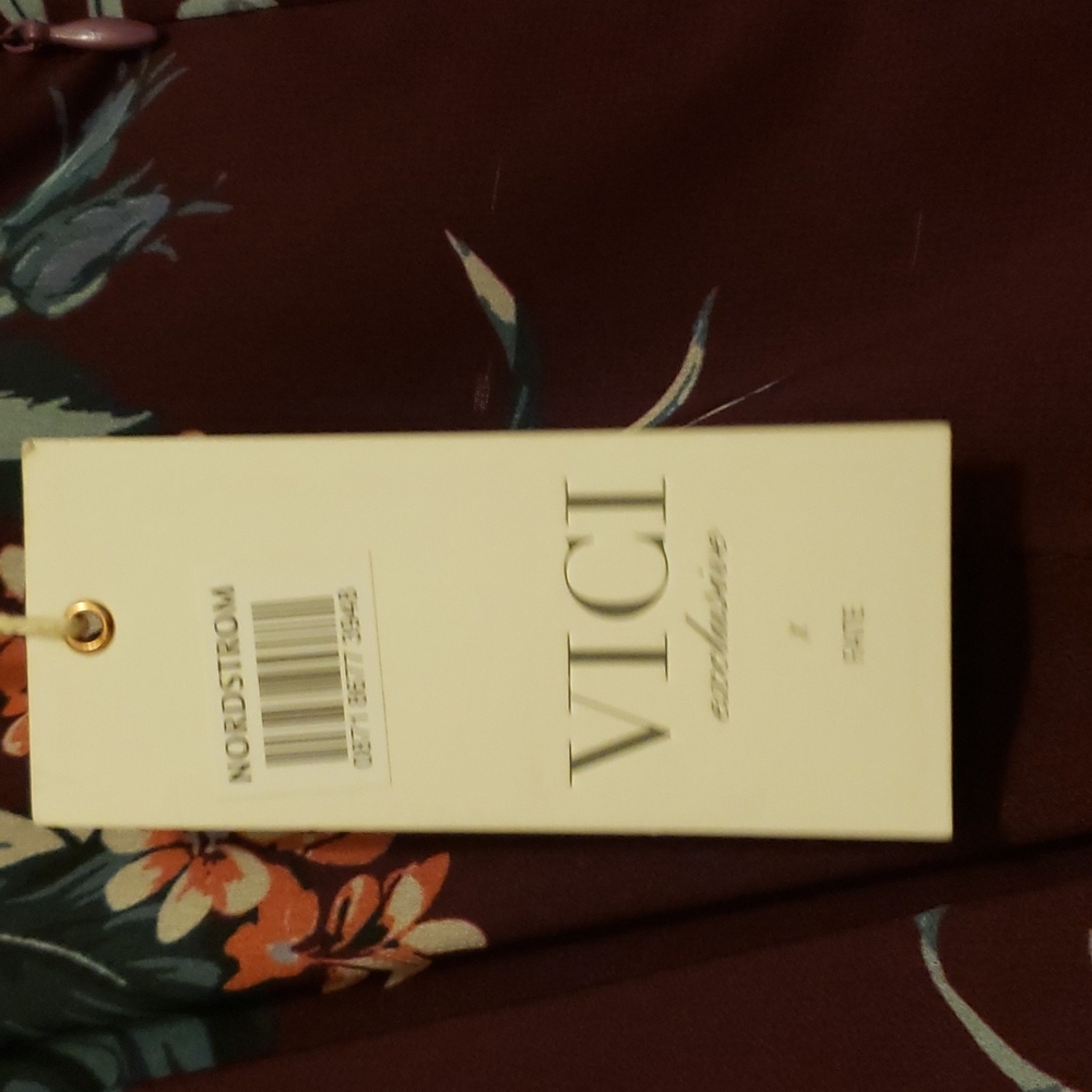 Vici exclusive x fate grape floral mock neck, pleated dress Small - Picture 10 of 11